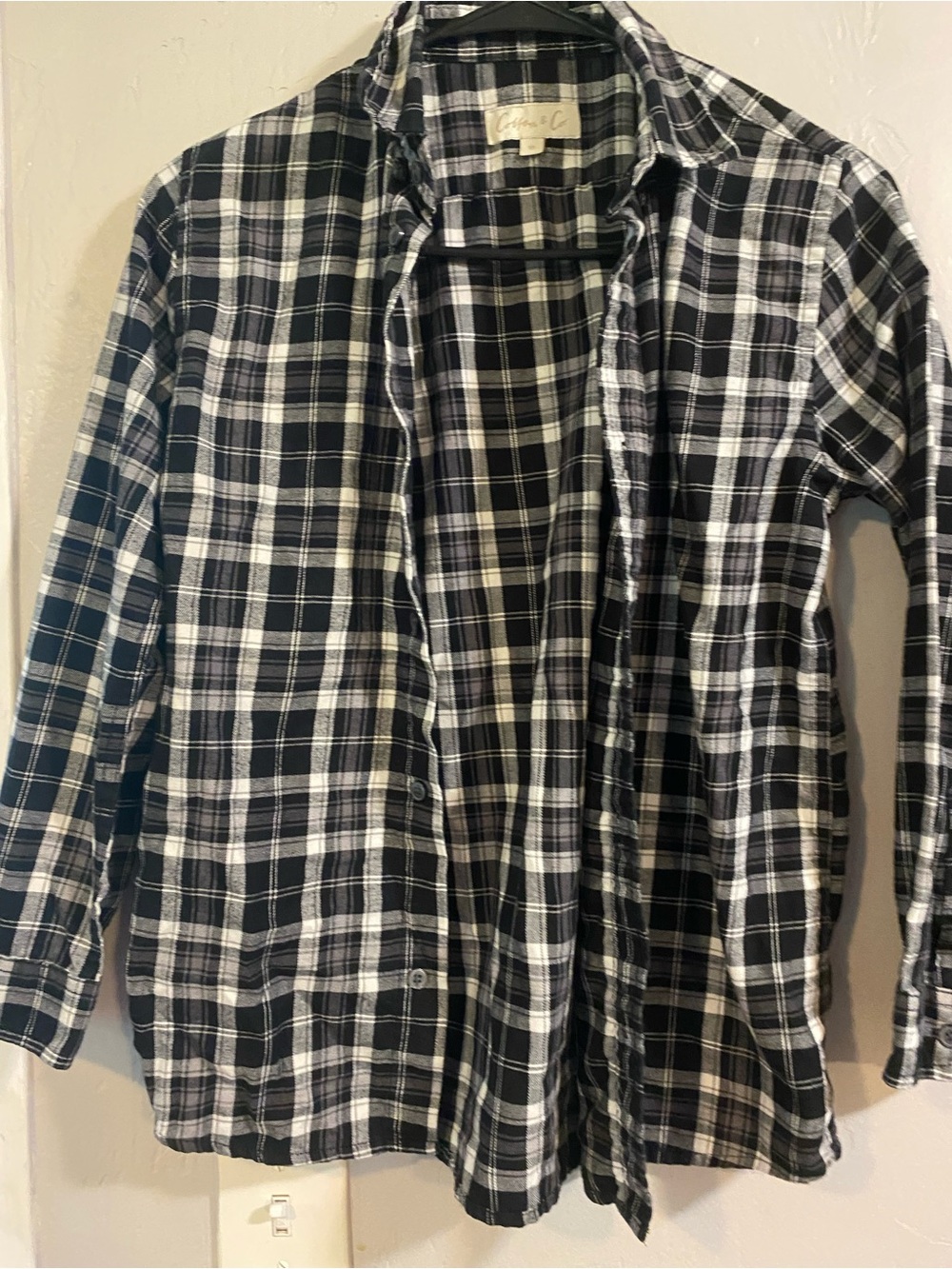 Source Unknown Black & White Plaid Button-Up Shirt